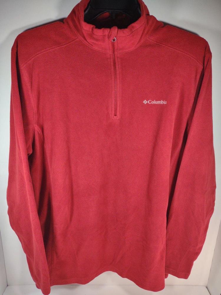 Columbia Fleece Jacket Mens Size XL Long Sleeve 1/4 Zip Lightweight Red EUC - Picture 1 of 5